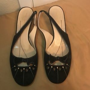 KATE SPADE Black Bow Slingback Pumps Heels